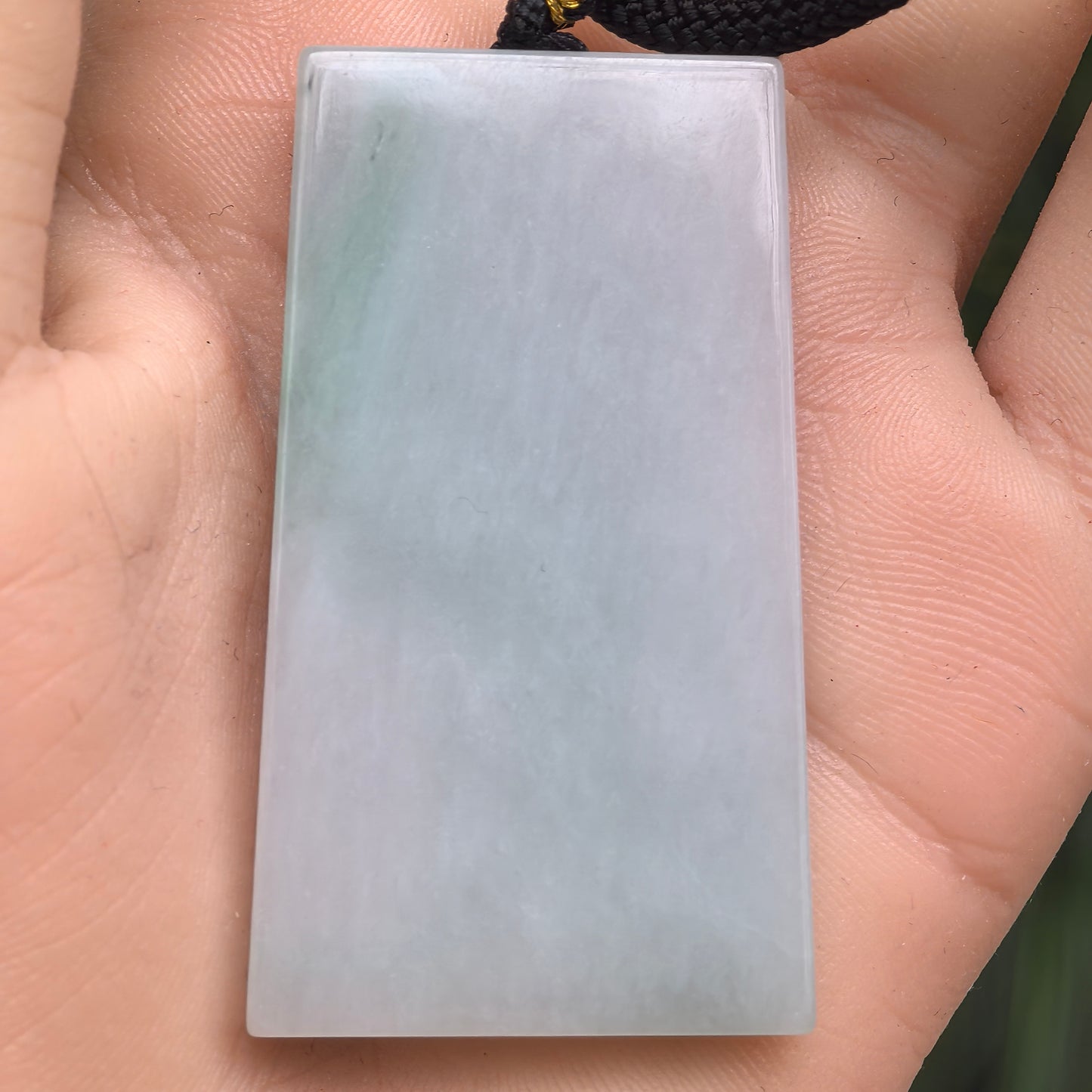 Natural Grade-A Jadeite Glutinous White-Base Green Plain Jade Plaque · Burmese Jade