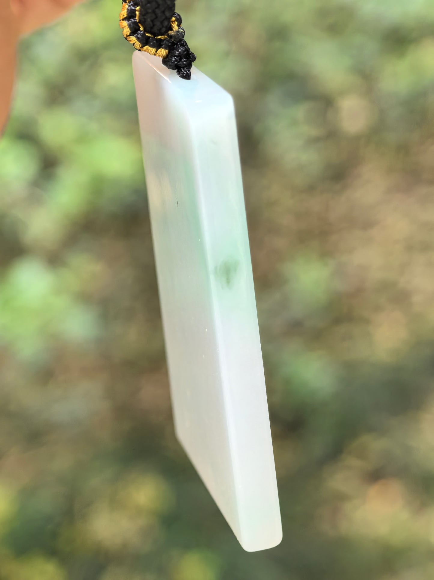 Natural Grade-A Jadeite Glutinous White-Base Green Plain Jade Plaque · Burmese Jade