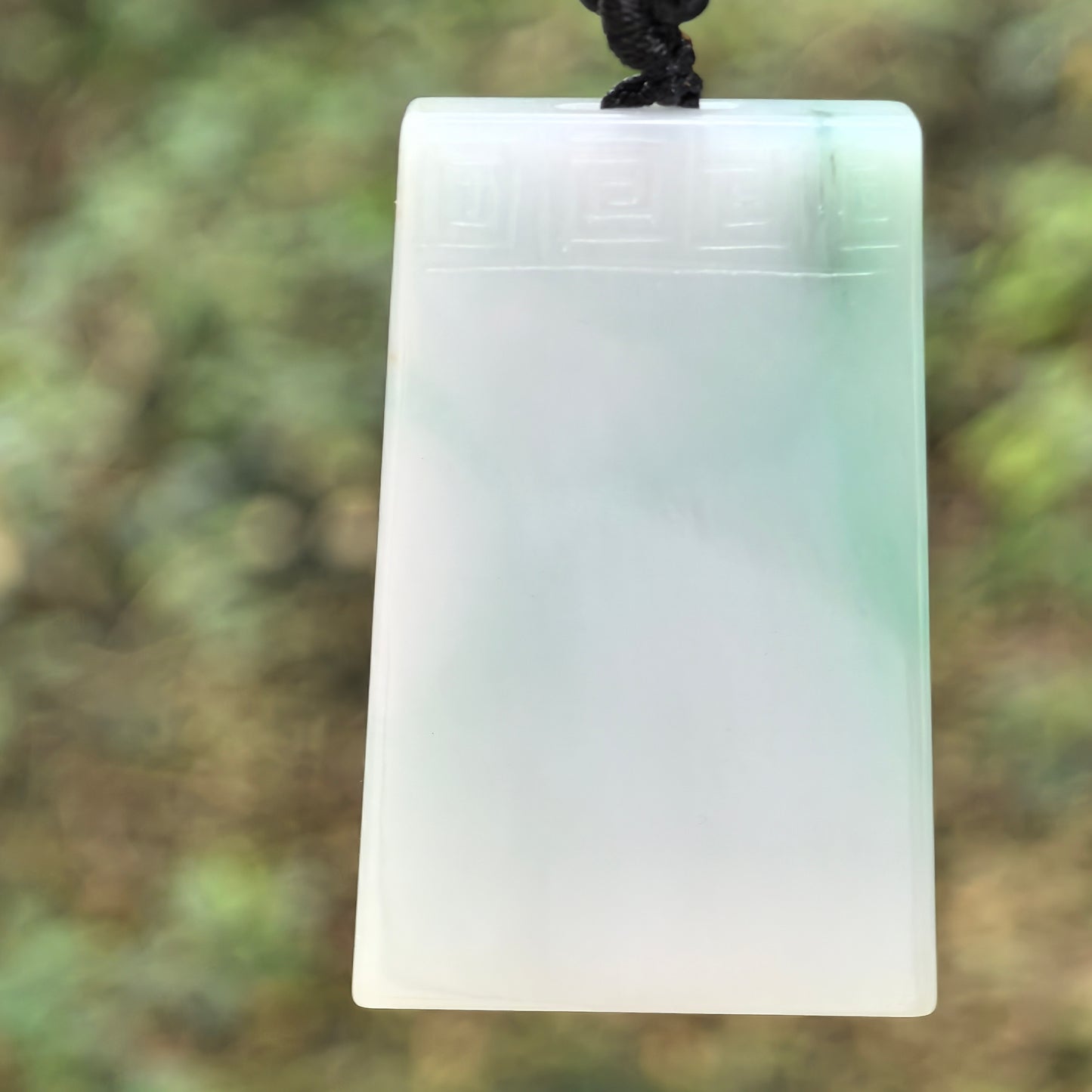 Natural Grade-A Jadeite Glutinous White-Base Green Plain Jade Plaque · Burmese Jade