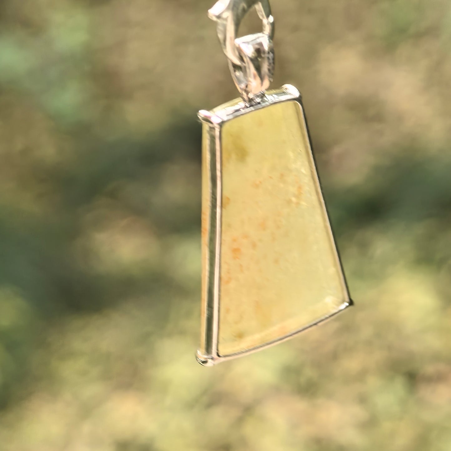 Natural Grade-A Icy Yellow Jadeite Plain Jade Plaque Pendant in Platinum Pt950 · Burmese Jadeite