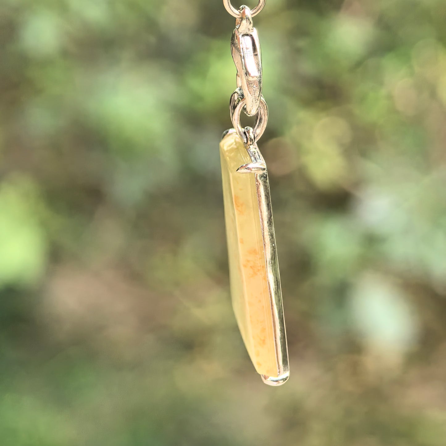 Natural Grade-A Icy Yellow Jadeite Plain Jade Plaque Pendant in Platinum Pt950 · Burmese Jadeite