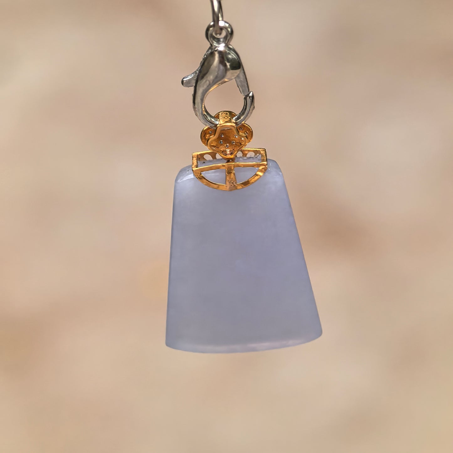 Natural Grade-A Icy Lavender Jadeite Plain Plaque Pendant in 18K Gold · Burmese Jadeite