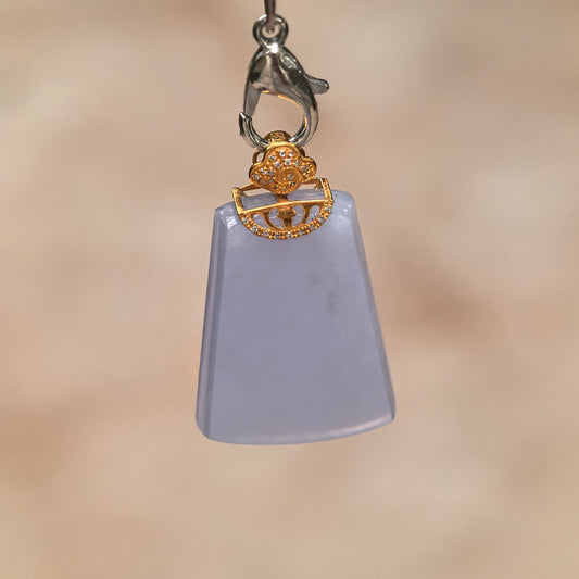 Natural Grade-A Icy Lavender Jadeite Plain Plaque Pendant in 18K Gold · Burmese Jadeite