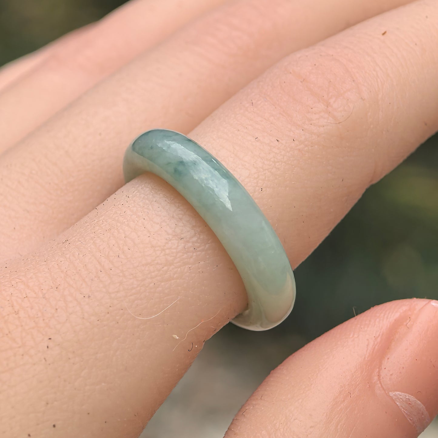 Natural Grade-A Jadeite Glutinous Green Ring Band · Burmese Jade
