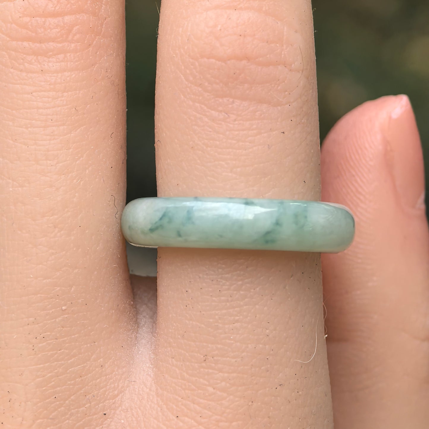 Natural Grade-A Jadeite Glutinous Green Ring Band · Burmese Jade