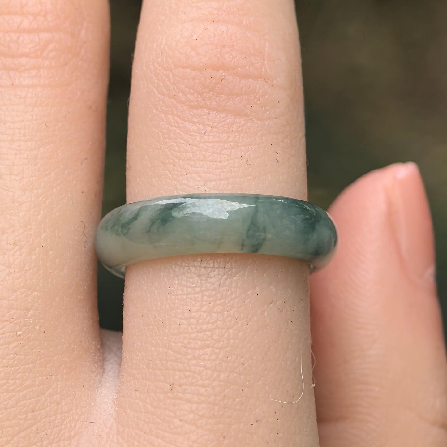 Natural Grade-A Jadeite Glutinous Green Ring Band · Burmese Jade