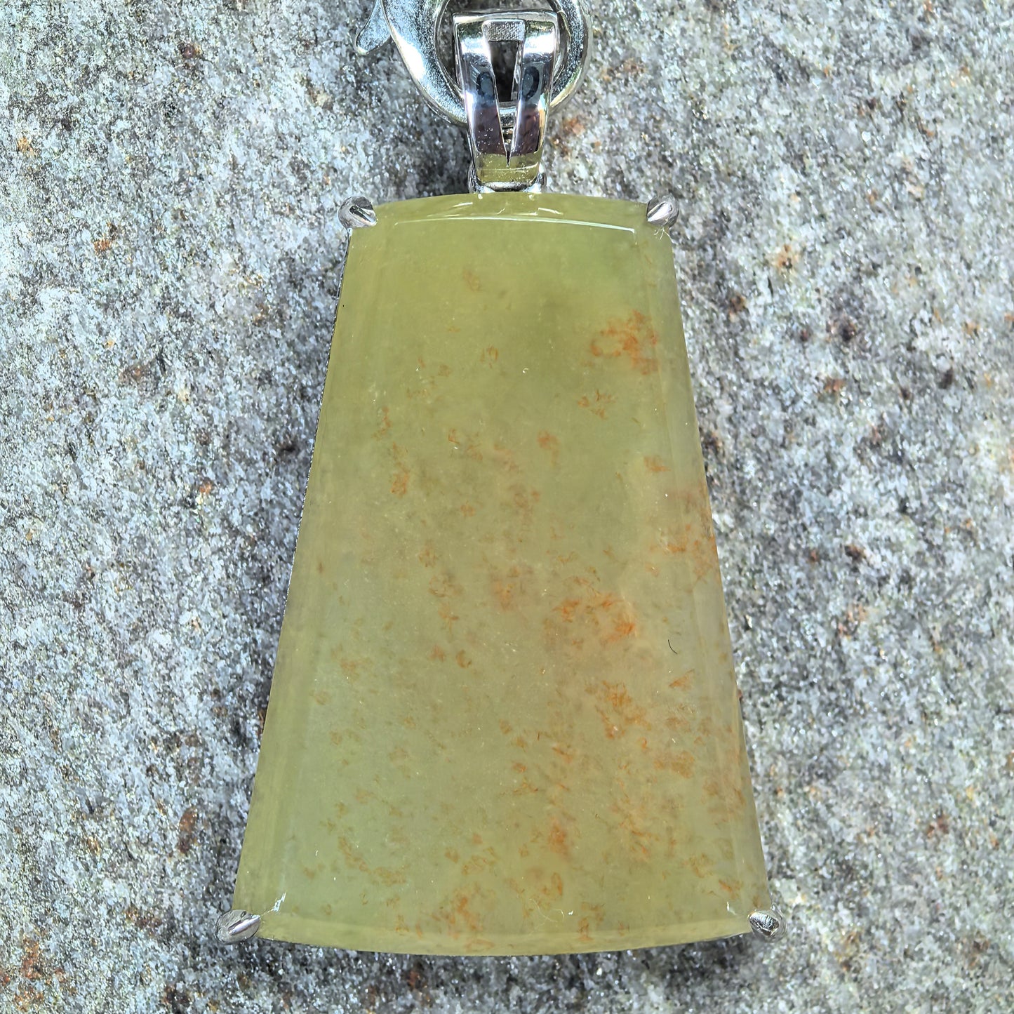 Natural Grade-A Icy Yellow Jadeite Plain Jade Plaque Pendant in Platinum Pt950 · Burmese Jadeite