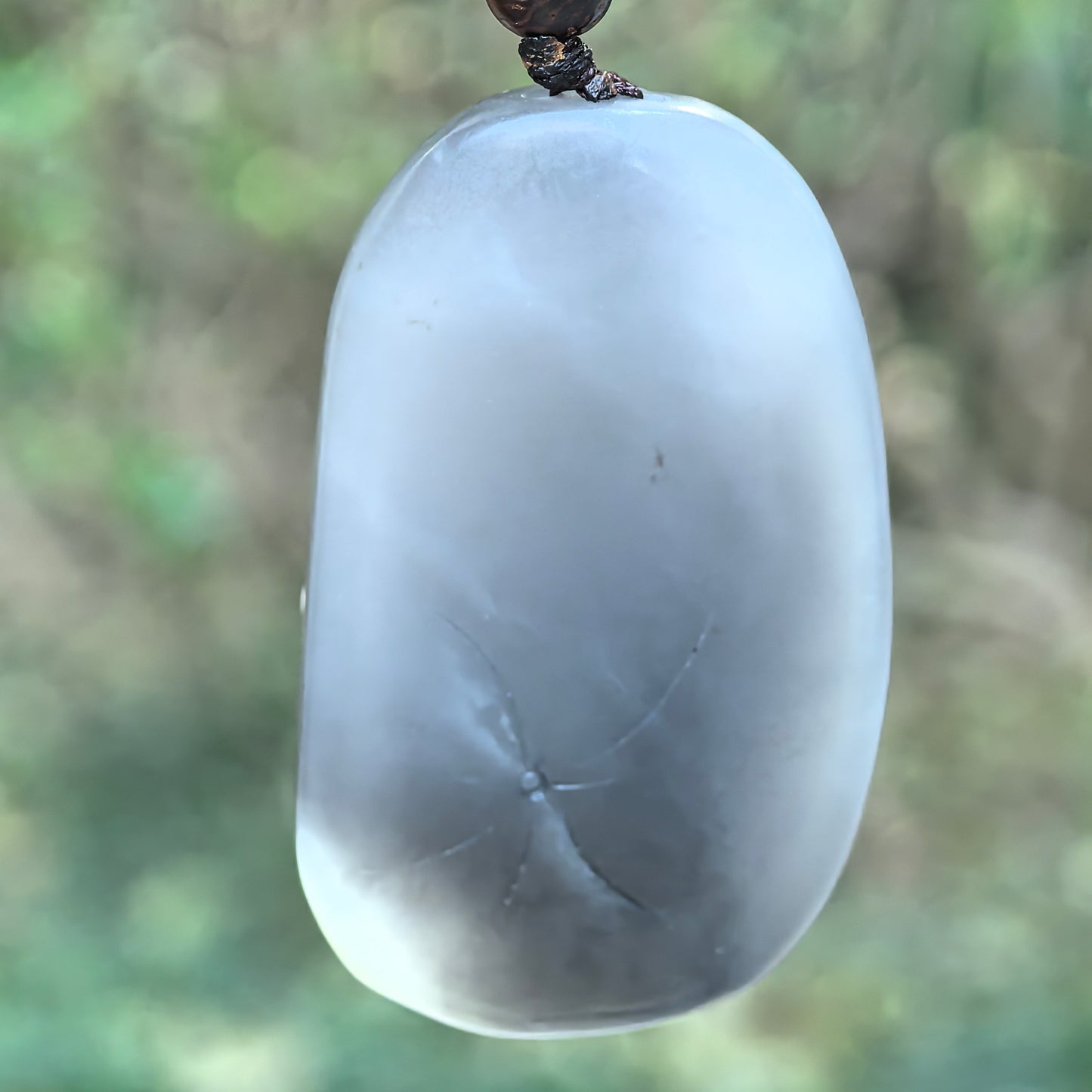 Smoky Purple Hetian Jade “White Bloom” Pendant · Natural Nephrite Jade