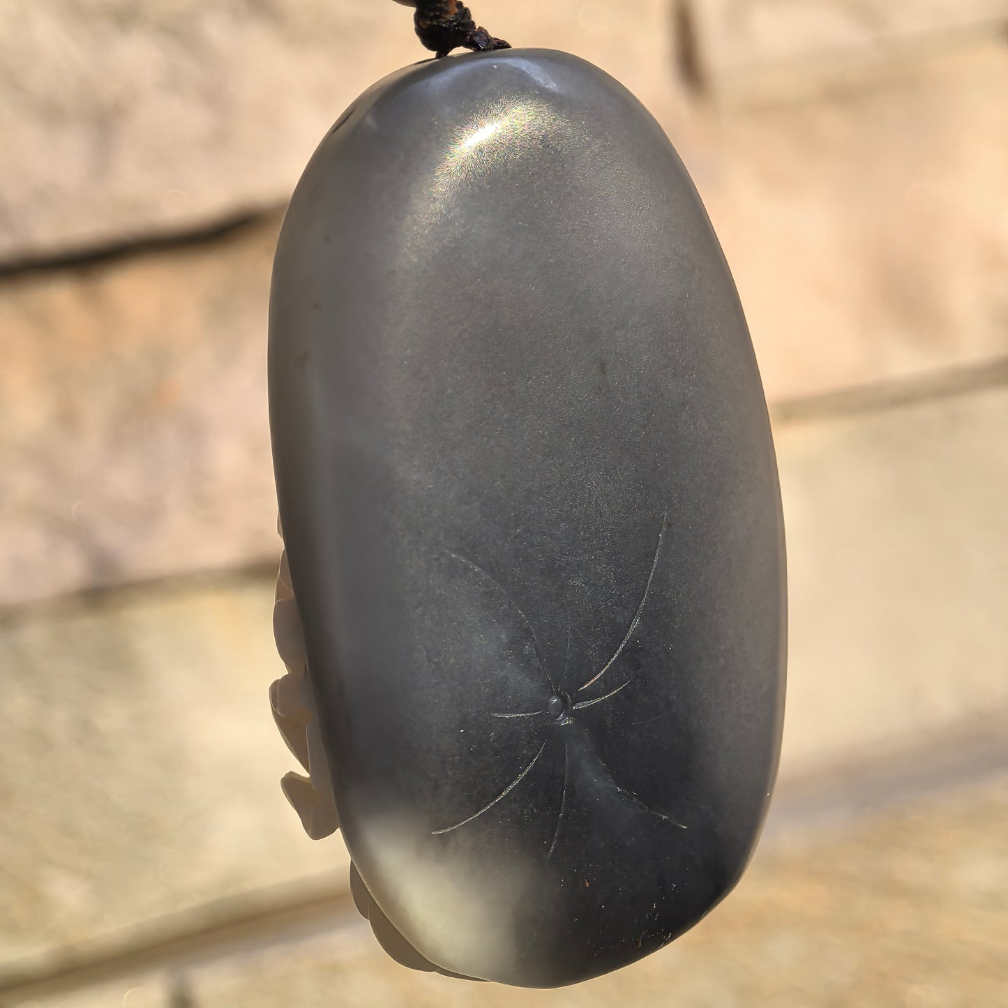 Smoky Purple Hetian Jade “White Bloom” Pendant · Natural Nephrite Jade