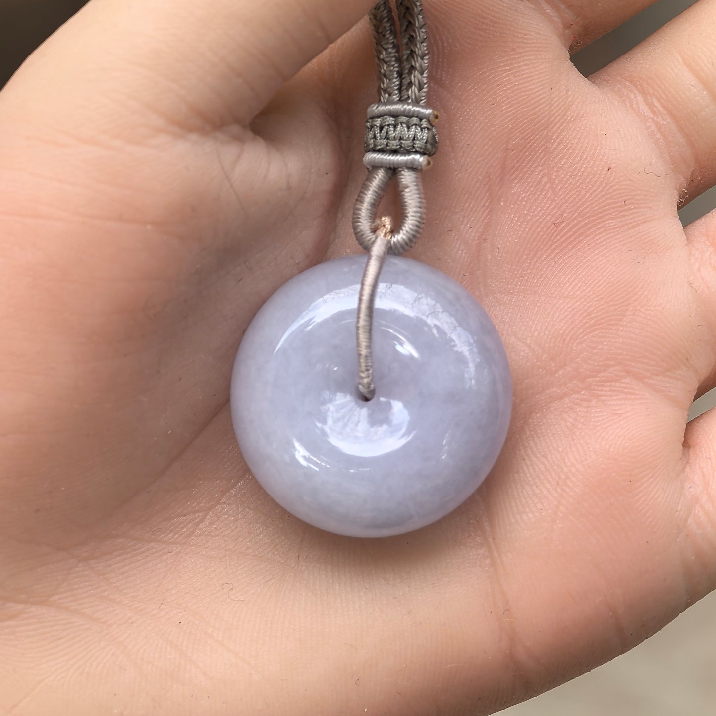 Natural Grade-A Jadeite Thick Lavender Peace Pendant – Glutinous Burmese Jade Donut