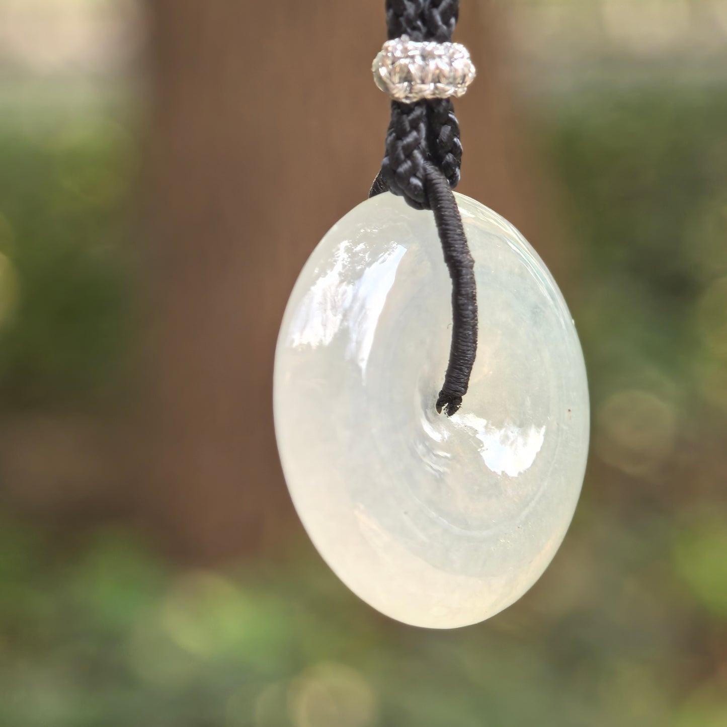 Natural Grade-A Jadeite White Glutinous Icy Peace Pendant ·Burmese Jade