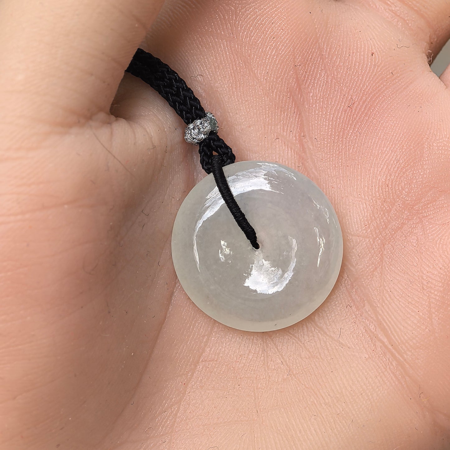 Natural Grade-A Jadeite White Glutinous Icy Peace Pendant ·Burmese Jade