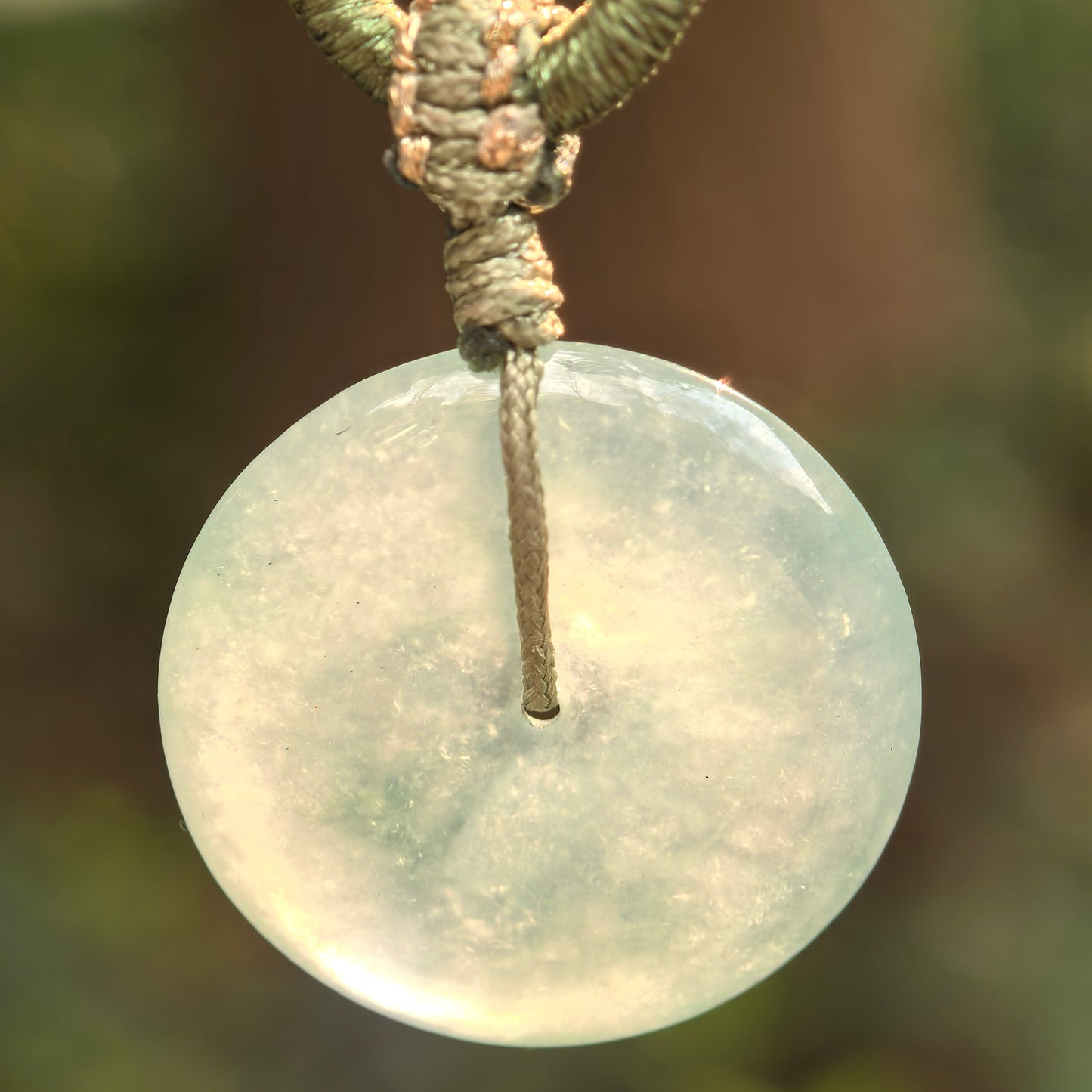 Natural Grade-A Jadeite Icy Translucent Clear-Green Peace Pendant ·Burmese Jade