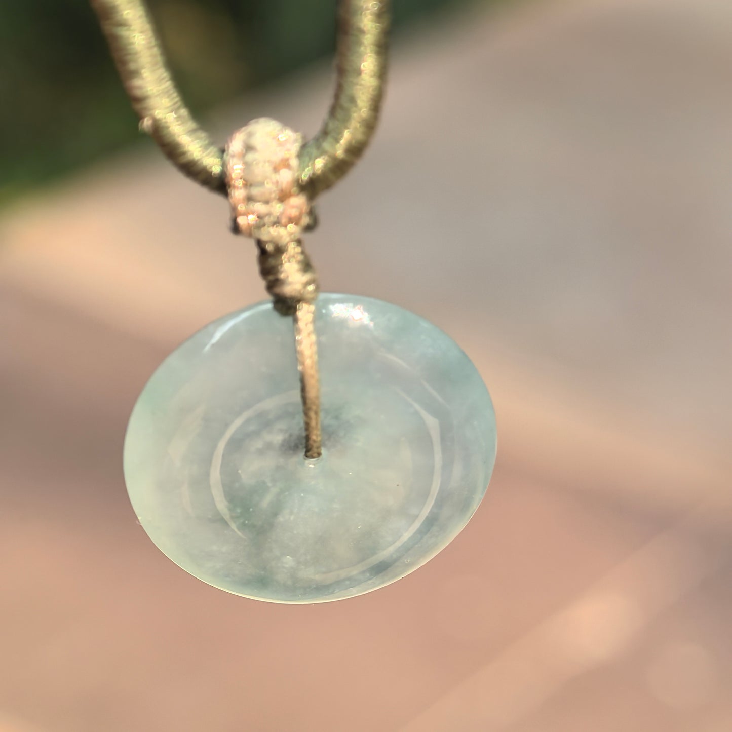Natural Grade-A Jadeite Icy Translucent Clear-Green Peace Pendant ·Burmese Jade