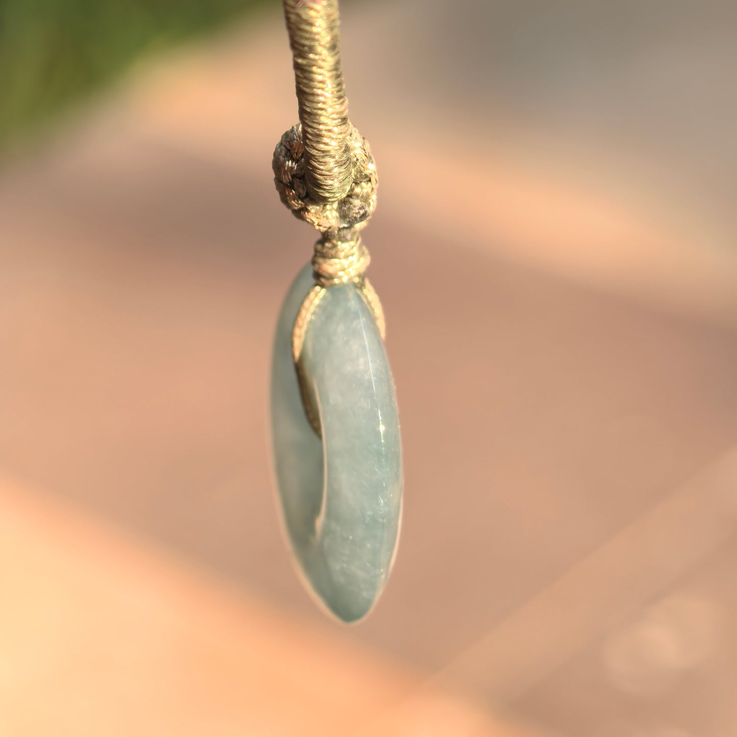 Natural Grade-A Jadeite Icy Translucent Clear-Green Peace Pendant ·Burmese Jade