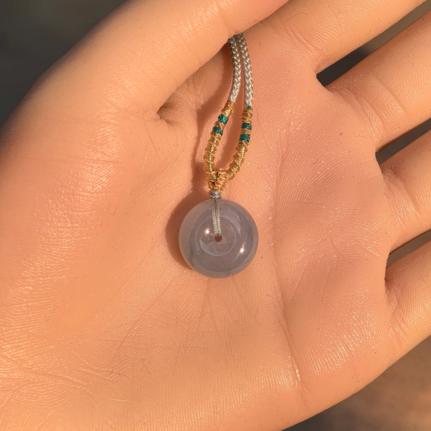 Natural Grade-A Icy Light Lavender Jadeite Thick Peace Pendant ·Burmese Jade