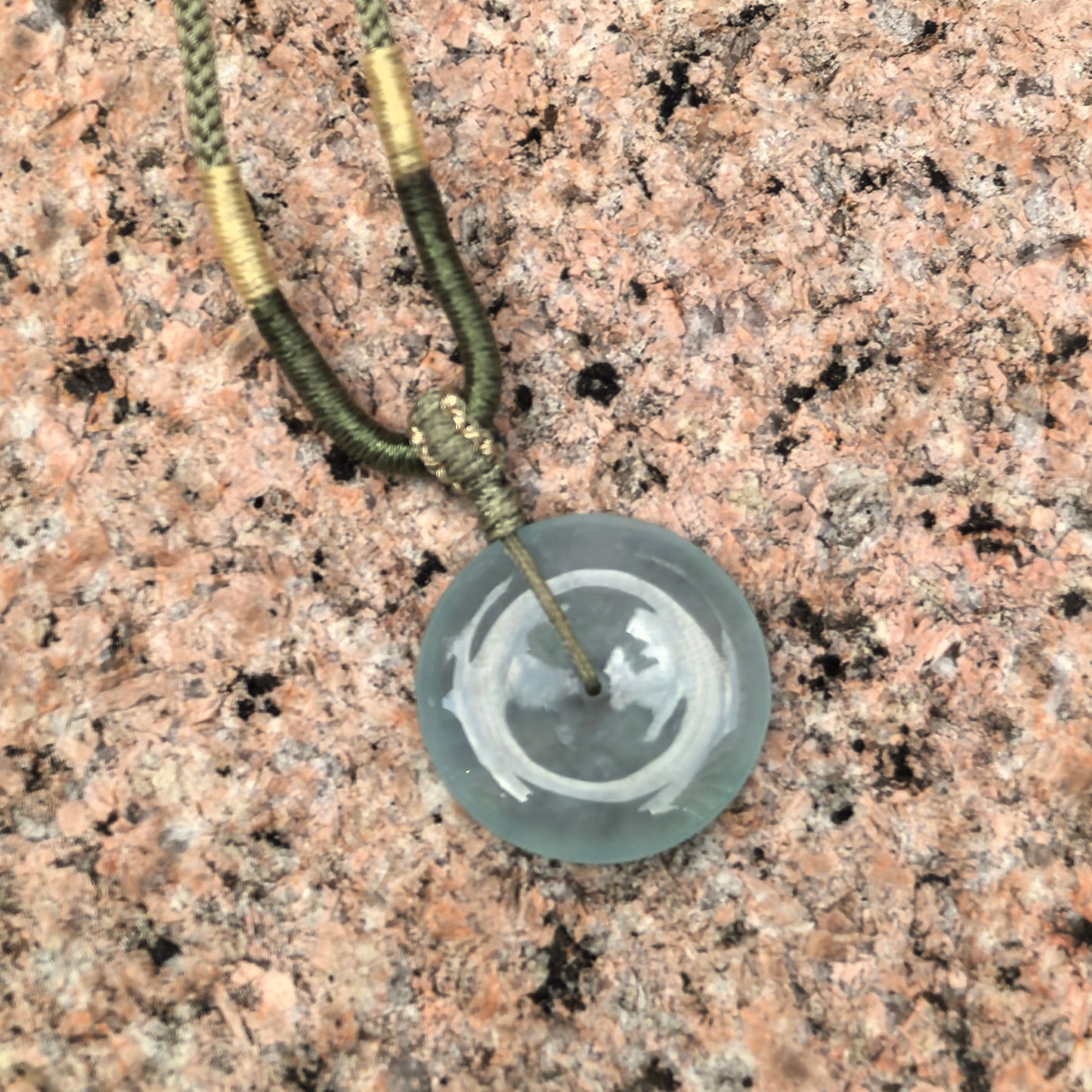 Natural Grade-A Jadeite Icy Translucent Clear-Green Peace Pendant ·Burmese Jade