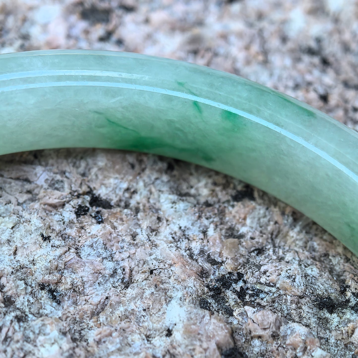 Natural Grade-A Jadeite Icy Glutinous Apple-Green D-shaped Bangle ·Burmese Jade 53.6mm