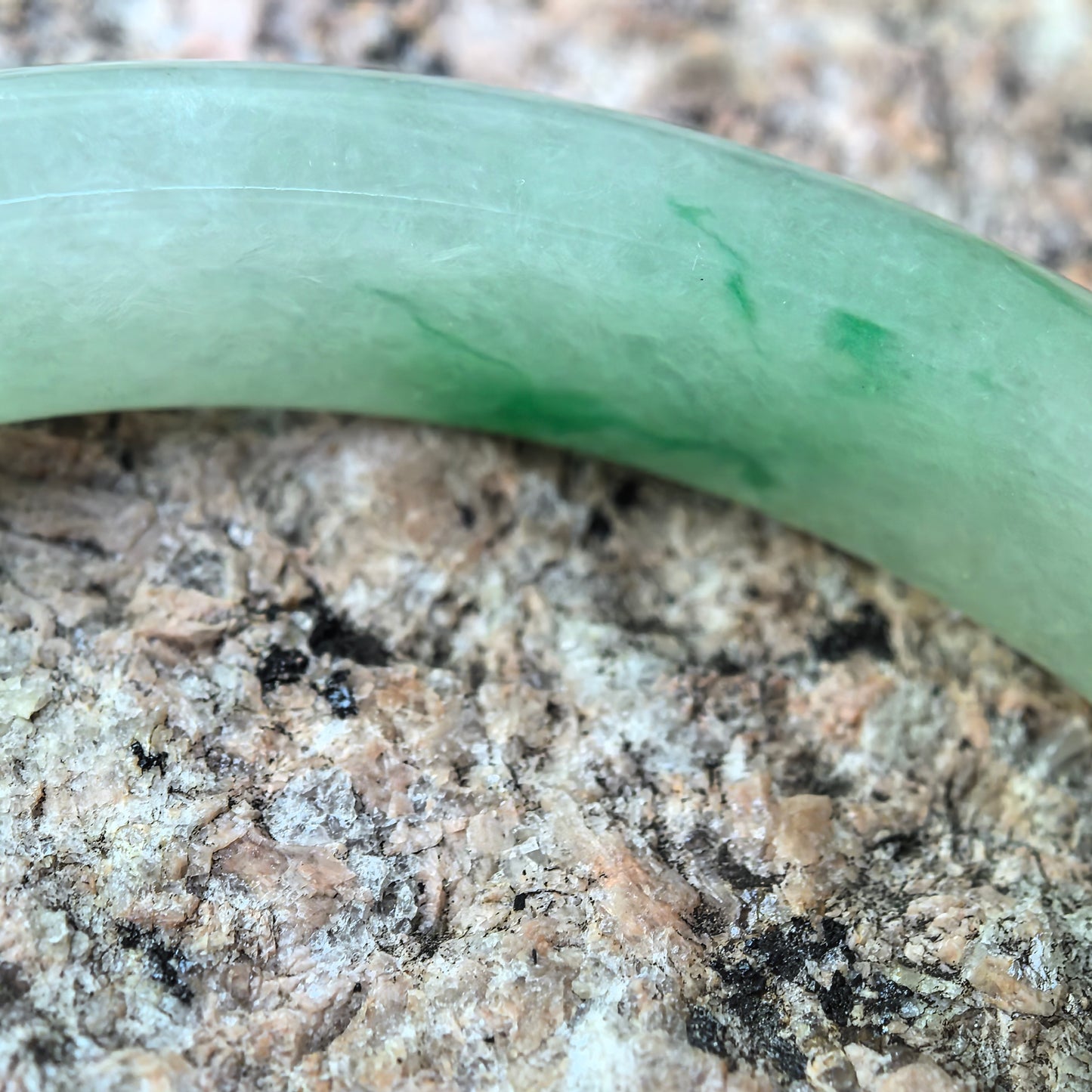 Natural Grade-A Jadeite Icy Glutinous Apple-Green D-shaped Bangle ·Burmese Jade 53.6mm