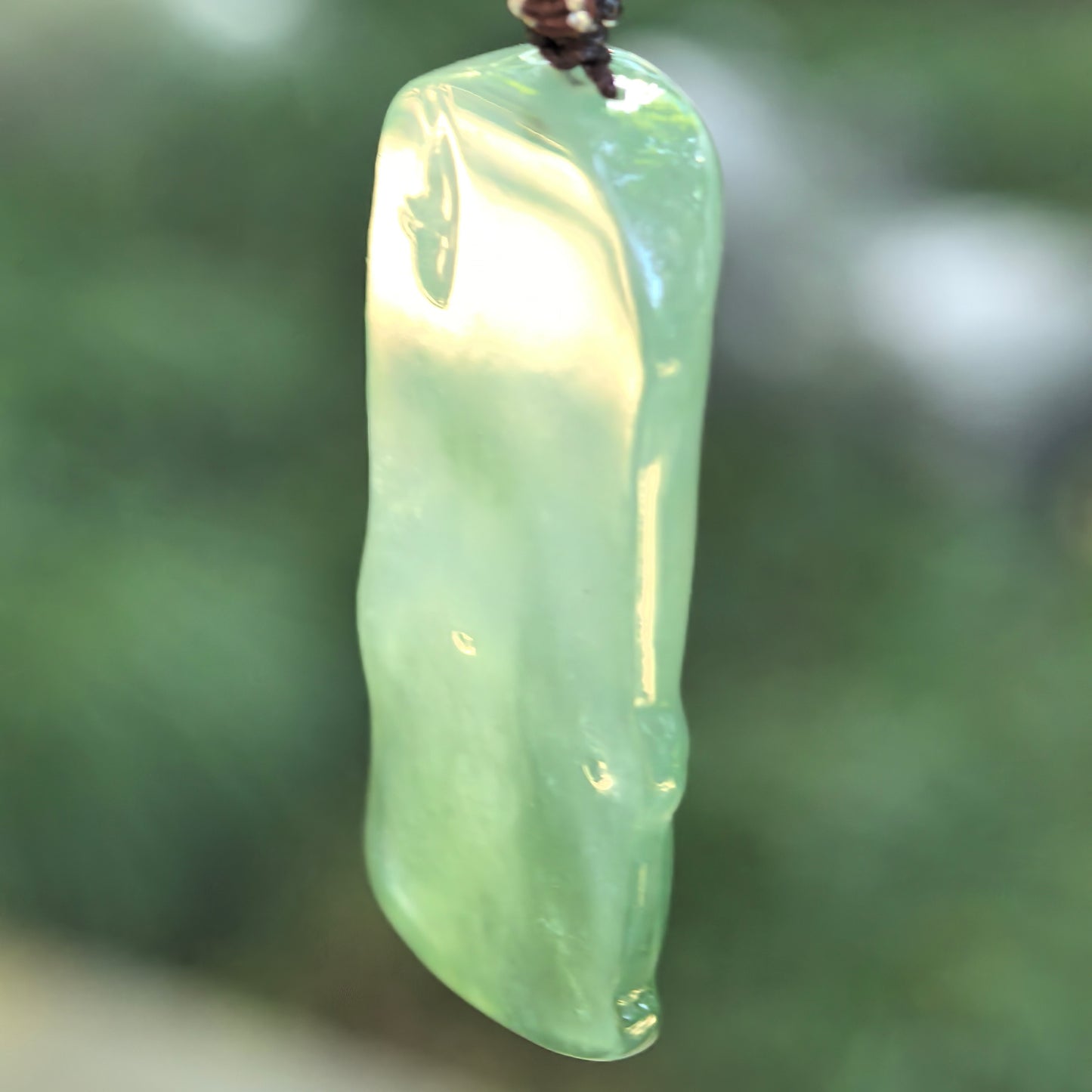 Natural Grade-A Jadeite Icy Translucent Green Bamboo Pendant · Burmese Jade