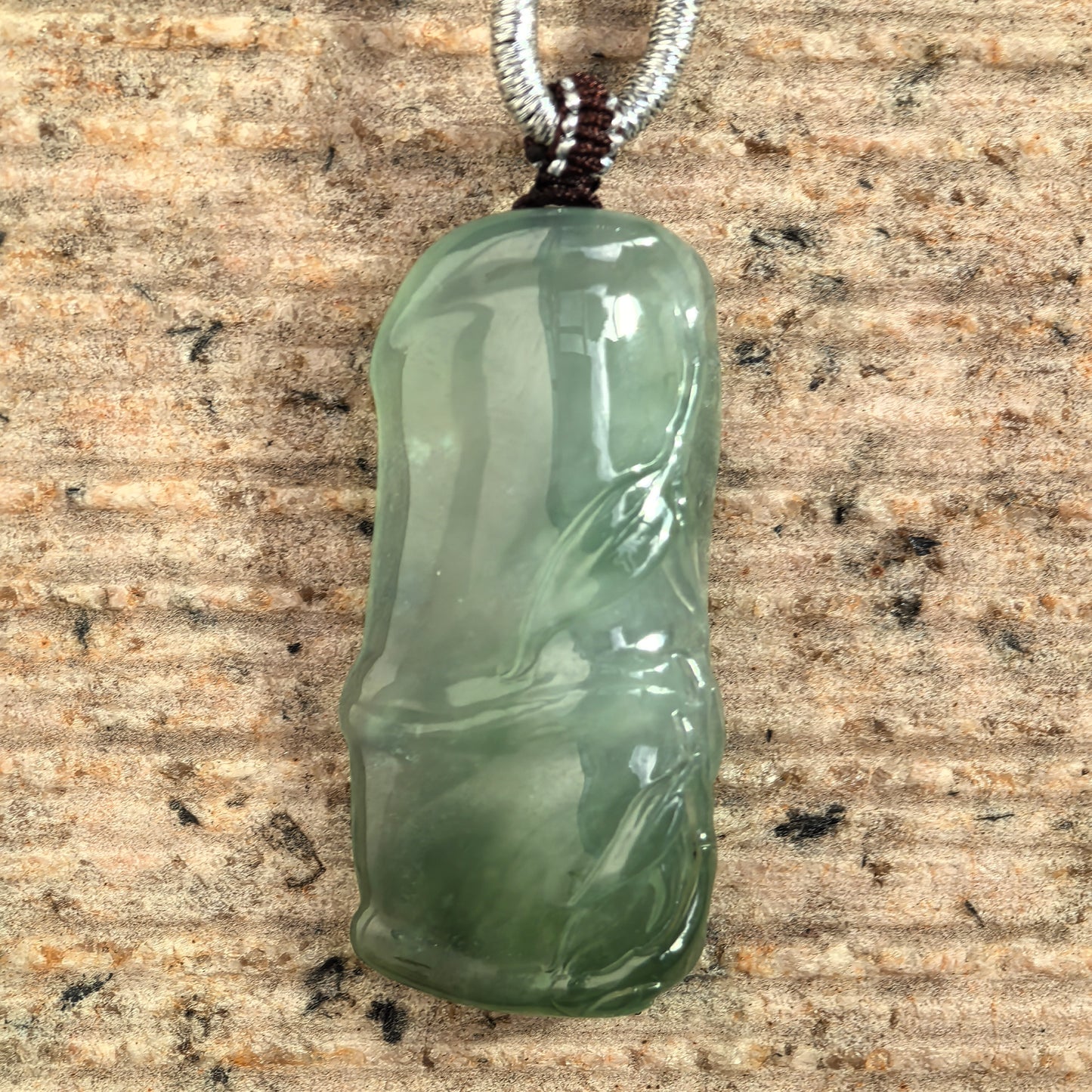 Natural Grade-A Jadeite Icy Translucent Green Bamboo Pendant · Burmese Jade