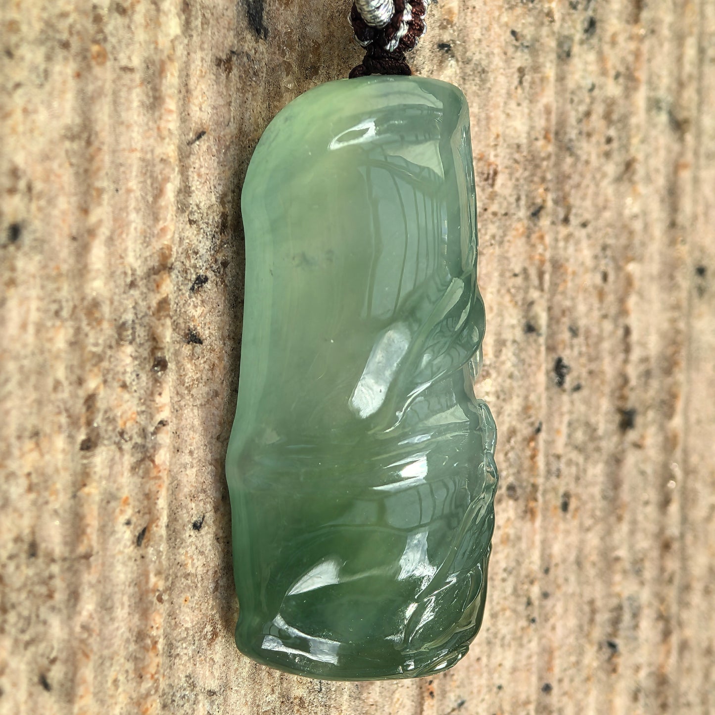Natural Grade-A Jadeite Icy Translucent Green Bamboo Pendant · Burmese Jade