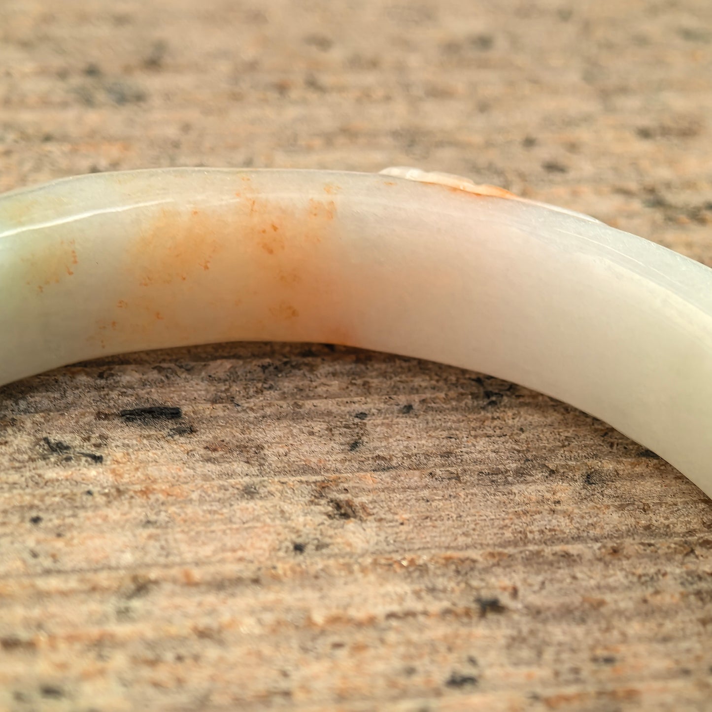 Natural Grade-A Jadeite Glutinous “Golden Splash” Carved D-shape Bangle ·Burmese Jade