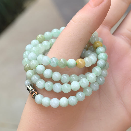 Natural Grade-A Jadeite Glutinous Light Green Bead Multi-Wrap Strand · Burmese Jade 5,8mm