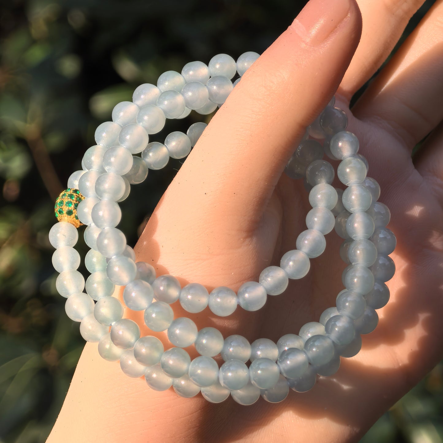 Natural Grade-A Jadeite Icy Translucent Bead Multi-Wrap Strand · Burmese Jade 5.8mm