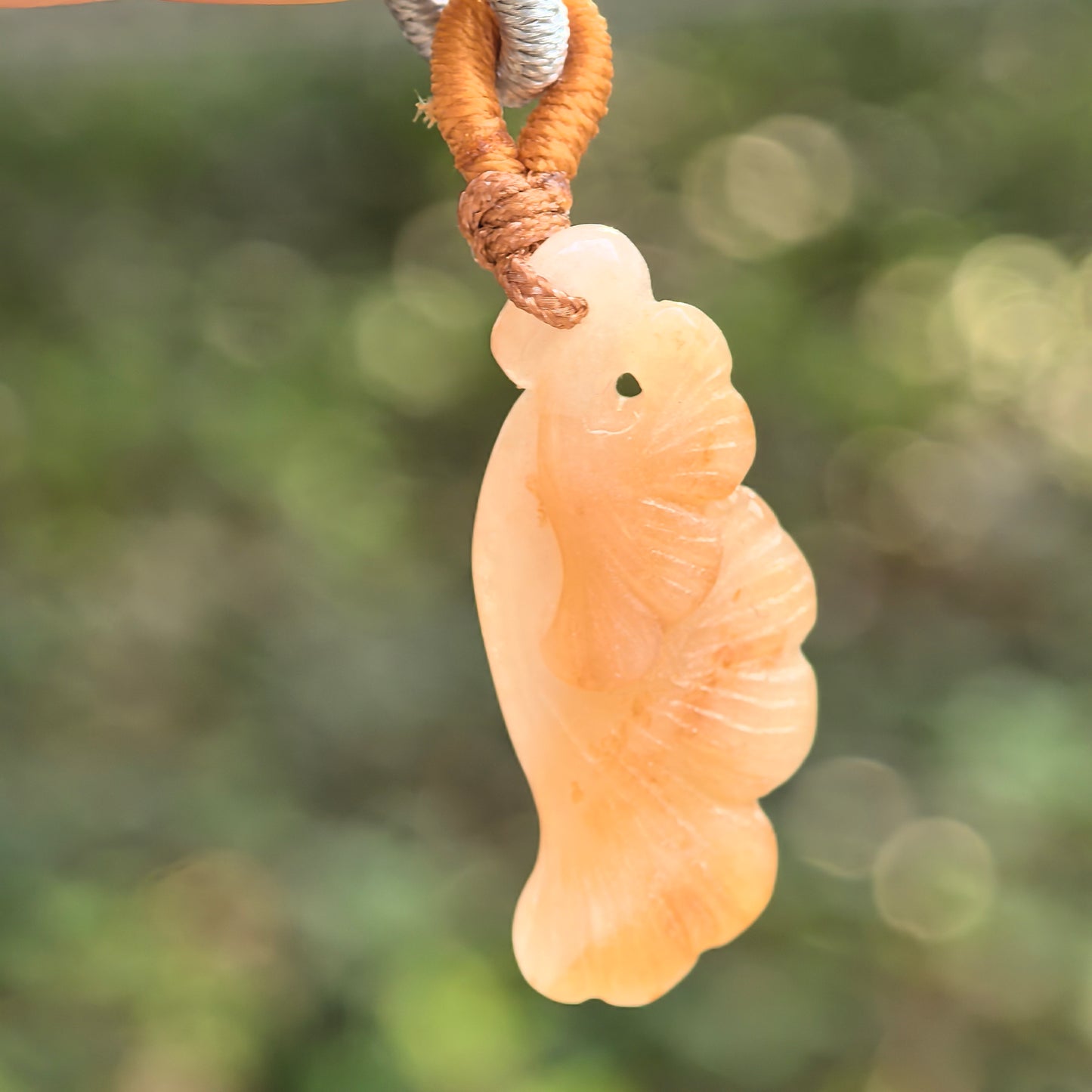 Natural Grade-A Jadeite Glutinous-Icy Yellow Ginkgo Leaf Pendant · Burmese Jade