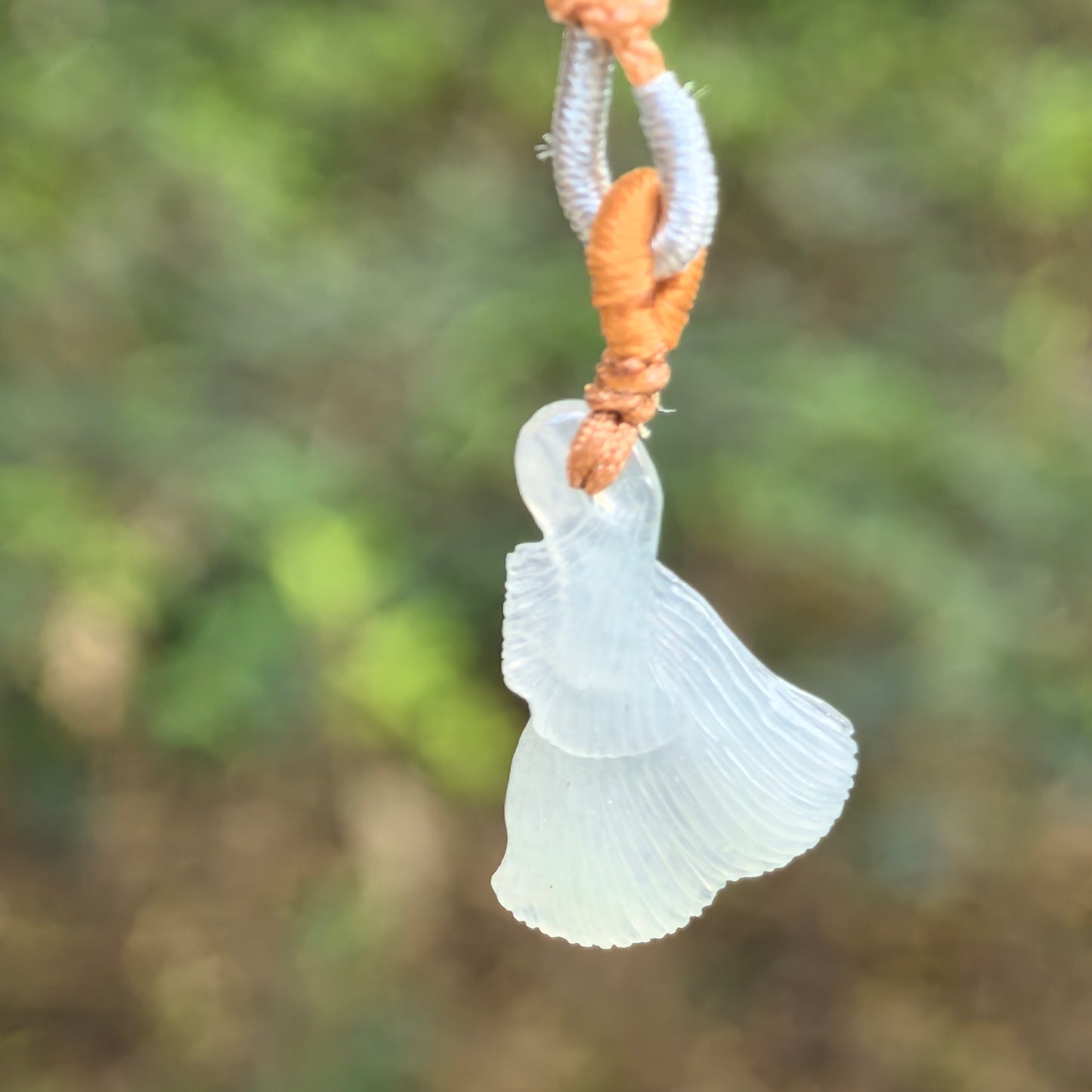 Natural Grade-A Jadeite Glutinous-Icy Blue Ginkgo Leaf Pendant · Burmese Jade