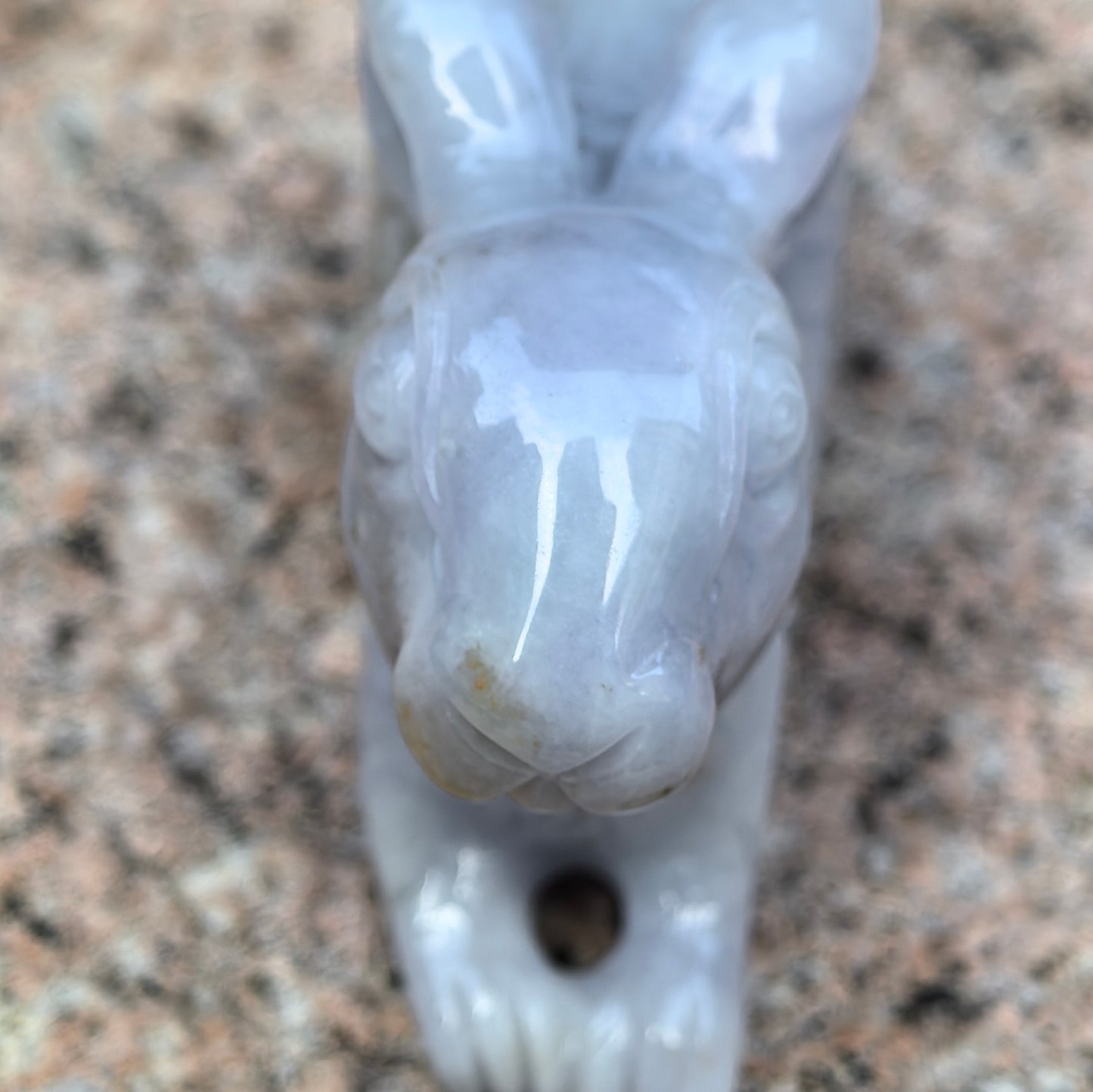 Natural Grade-A Glutinous Light Lavender Gold-Splashed Rabbit Jadeite Figurine ·Burmese Jade