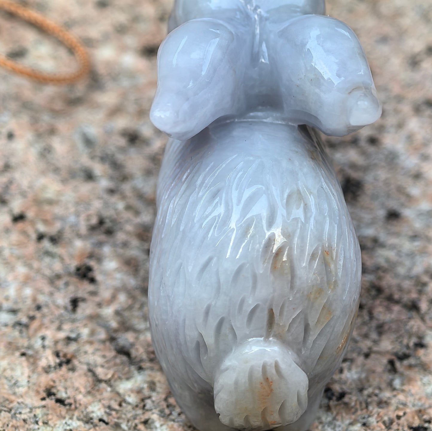 Natural Grade-A Glutinous Light Lavender Gold-Splashed Rabbit Jadeite Figurine ·Burmese Jade