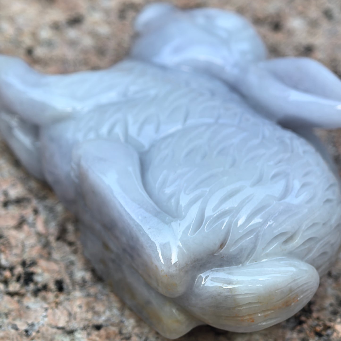 Natural Grade-A Glutinous Light Lavender Gold-Splashed Rabbit Jadeite Figurine ·Burmese Jade