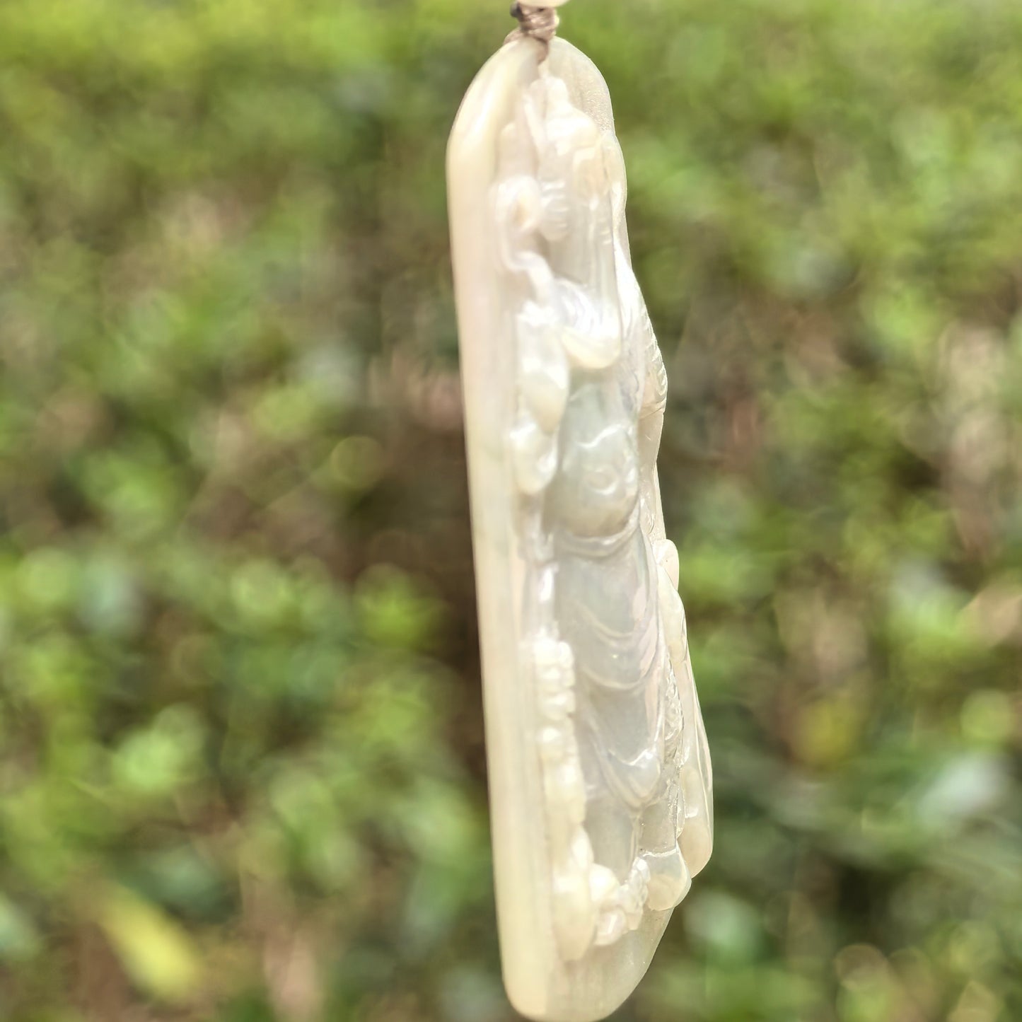 Natural Grade-A Glutinous Jadeite Guan Gong Pendant ·Burmese Jade