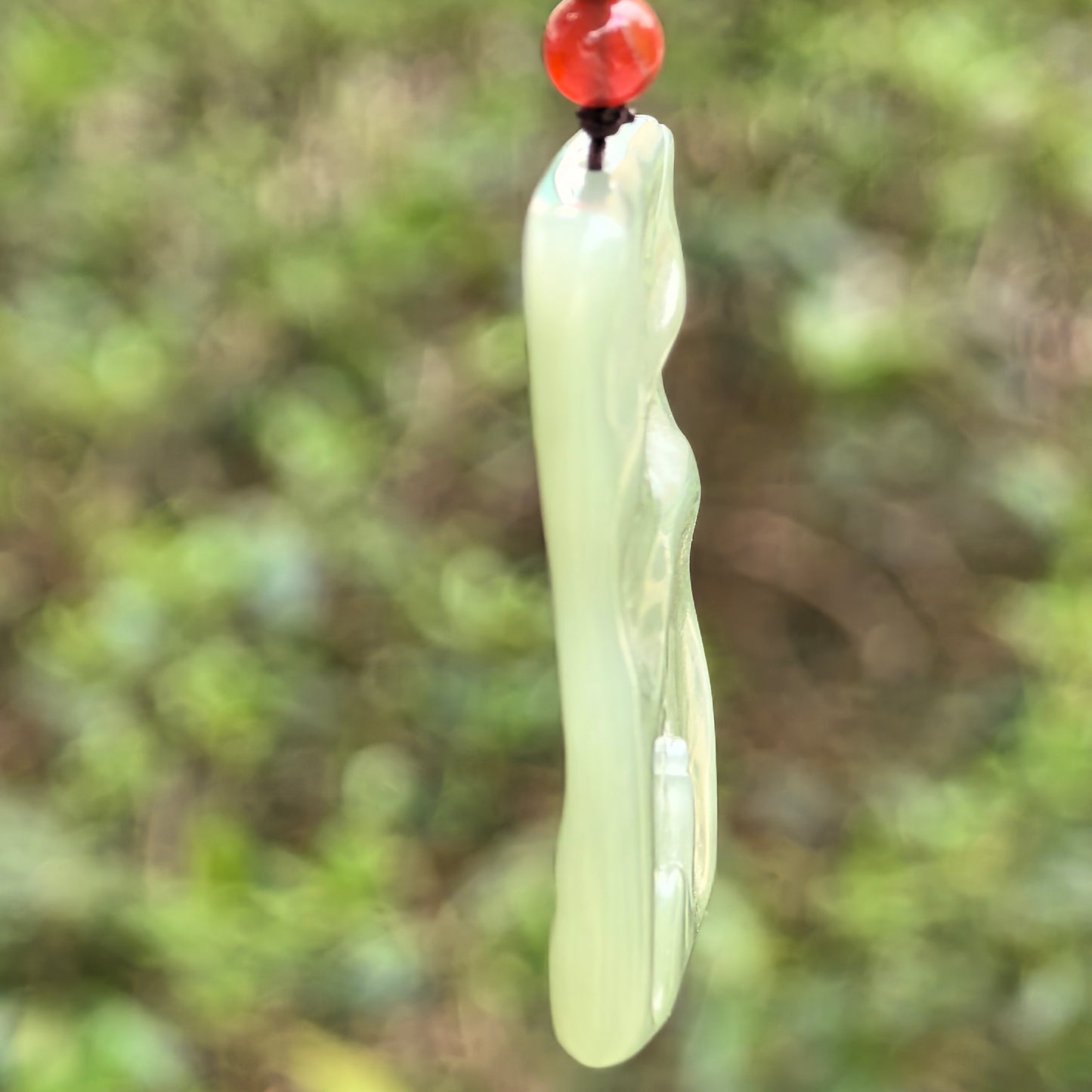 Natural Nephrite “Enlightenment” Carved Pendant · Hetian Jade