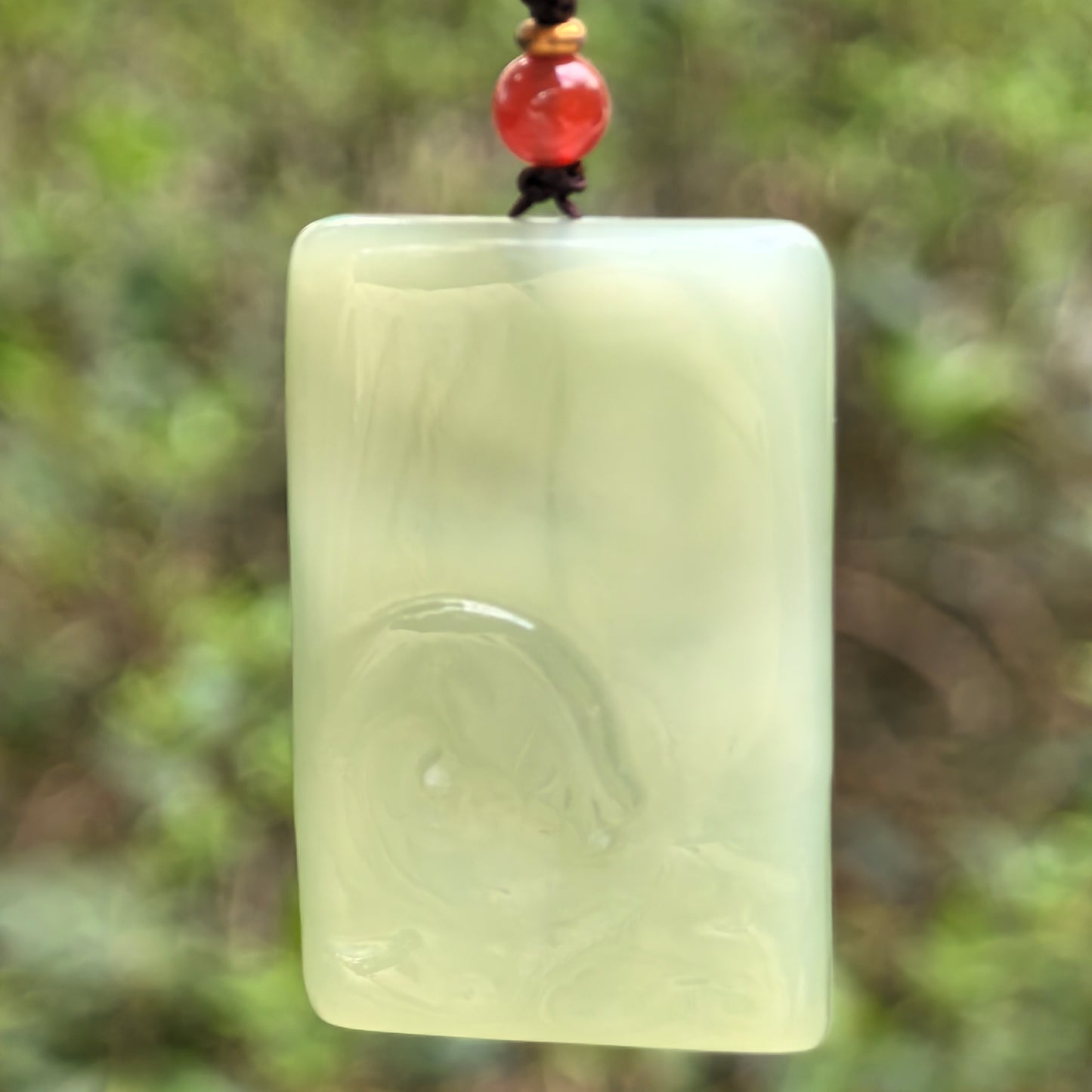 Natural Nephrite “Enlightenment” Carved Pendant · Hetian Jade