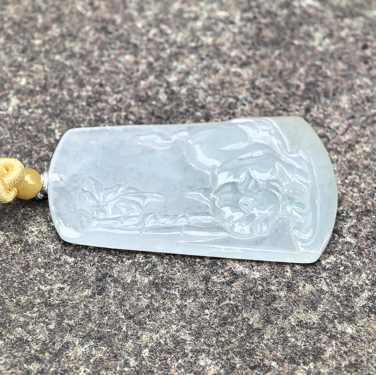 Natural Grade-A Glutinous-Icy Light Green Pig Jadeite Plaque Pendant ·Burmese Jade