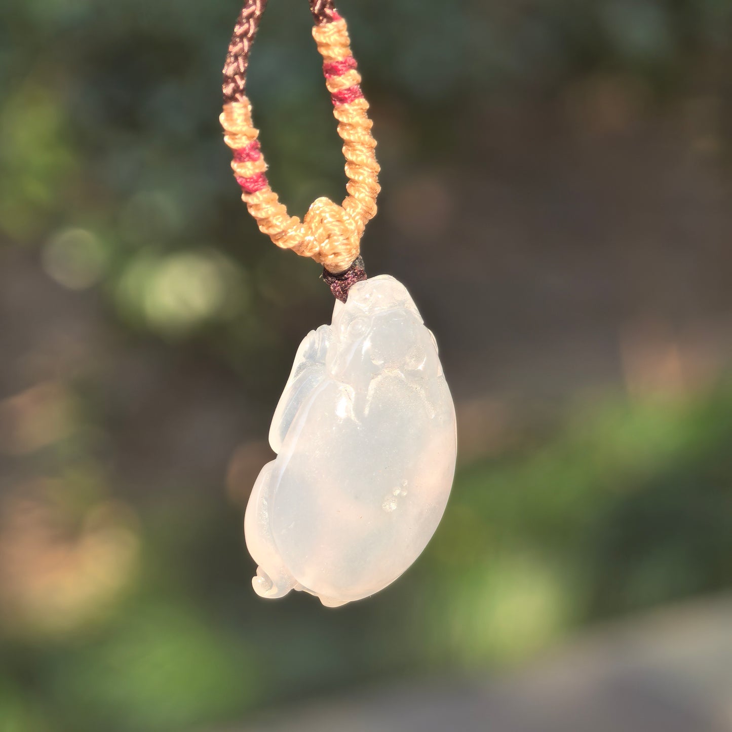 Natural Grade-A Icy Translucent Clean Dragon Turtle Jadeite Pendant ·Burmese Jade