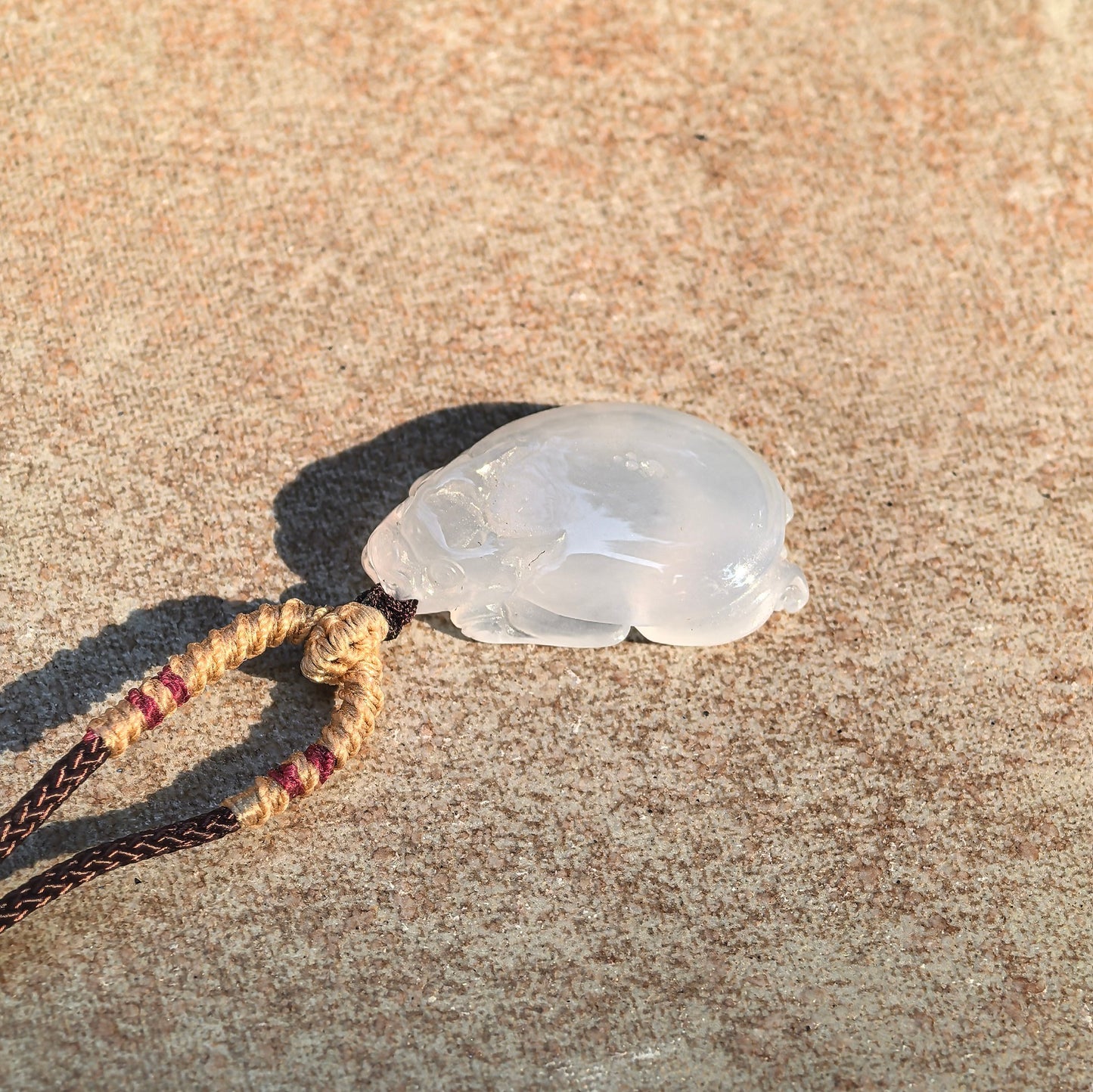 Natural Grade-A Icy Translucent Clean Dragon Turtle Jadeite Pendant ·Burmese Jade