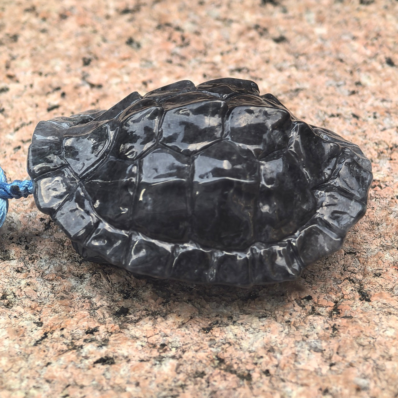 Natural Grade-A Black-and-White Jadeite Turtle Shell Carving Ornament ·Burmese Jade