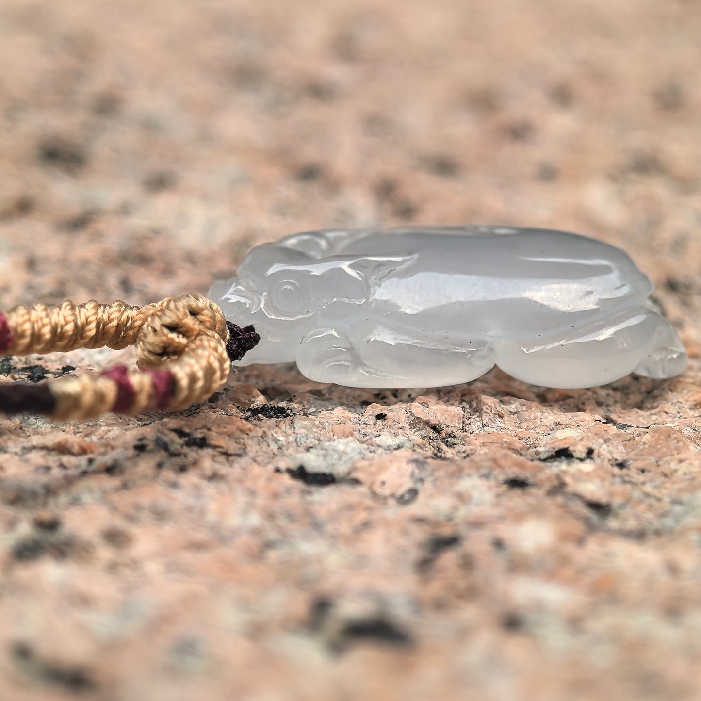 Natural Grade-A Icy Translucent Clean Dragon Turtle Jadeite Pendant ·Burmese Jade