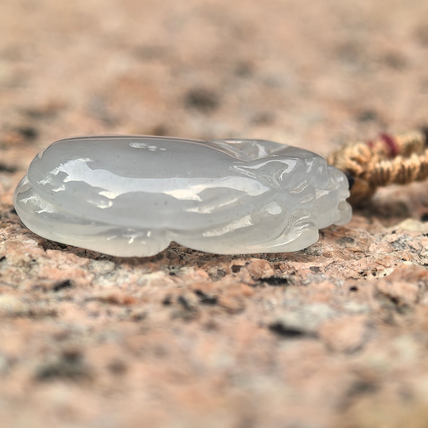 Natural Grade-A Icy Translucent Clean Dragon Turtle Jadeite Pendant ·Burmese Jade