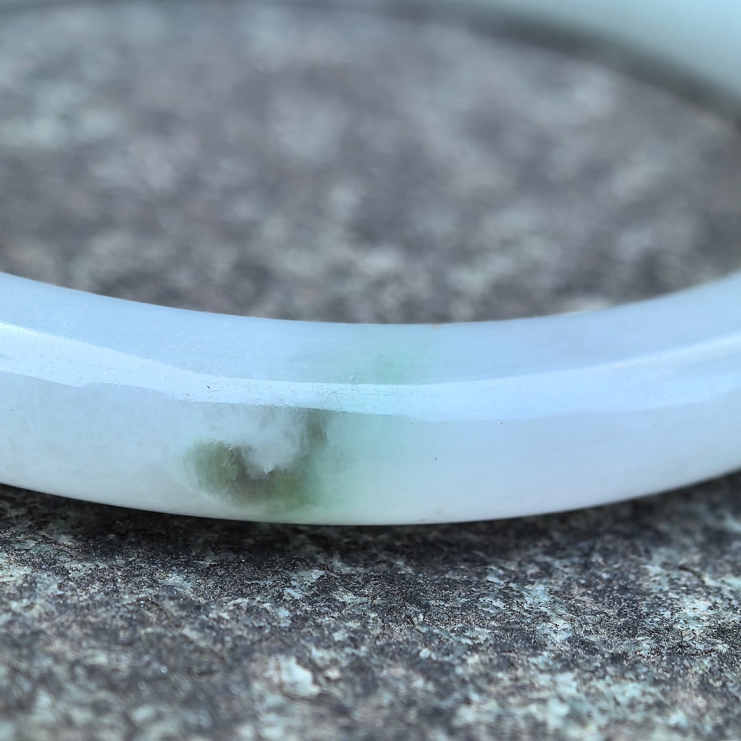 Natural Grade-A Glutinous-Icy Green Floating Flower Oval Jadeite Bangle ·Burmese Jade