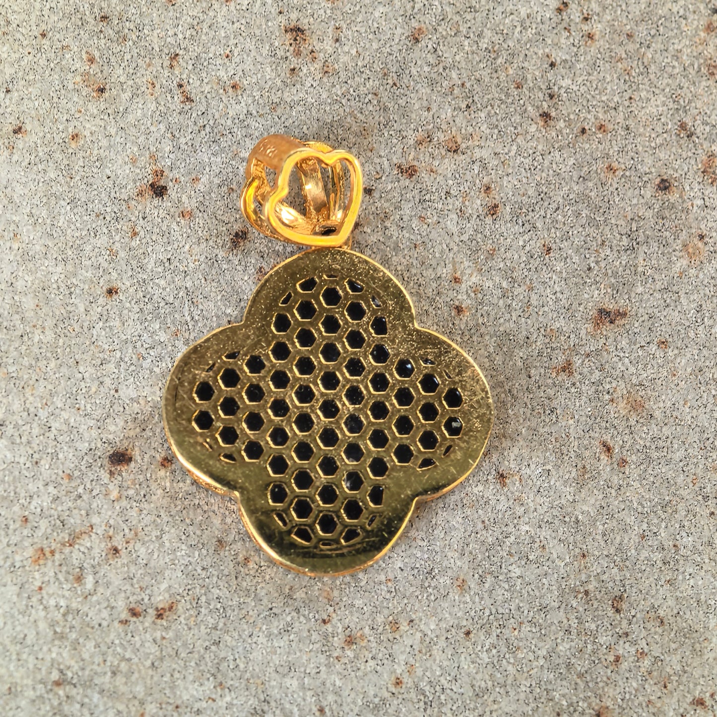 Natural Grade-A 18K Gold-Set Ink Jadeite Four-Leaf Clover Pendant · Burmese Jade