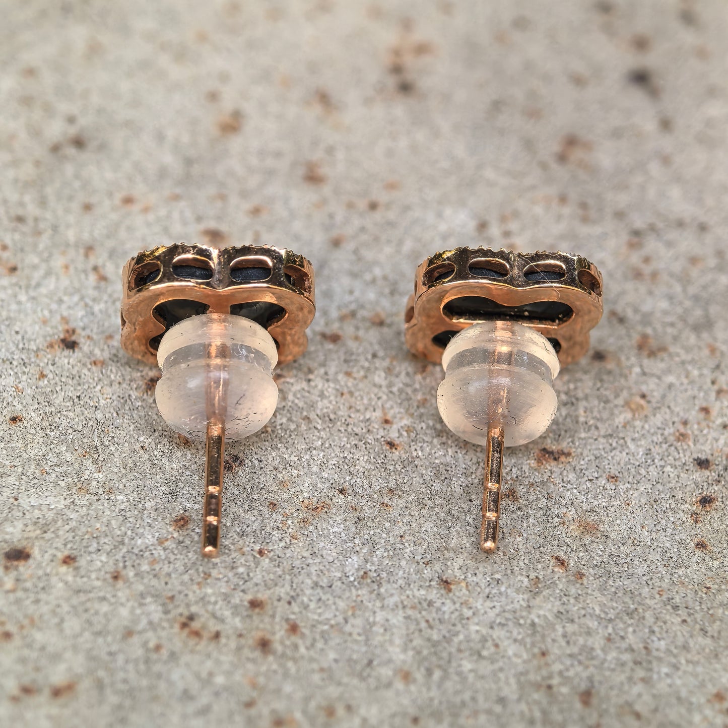 Natural Grade-A Jadeite 18K Gold Ink Jadeite Clover Stud Earrings ·Burmese Jade