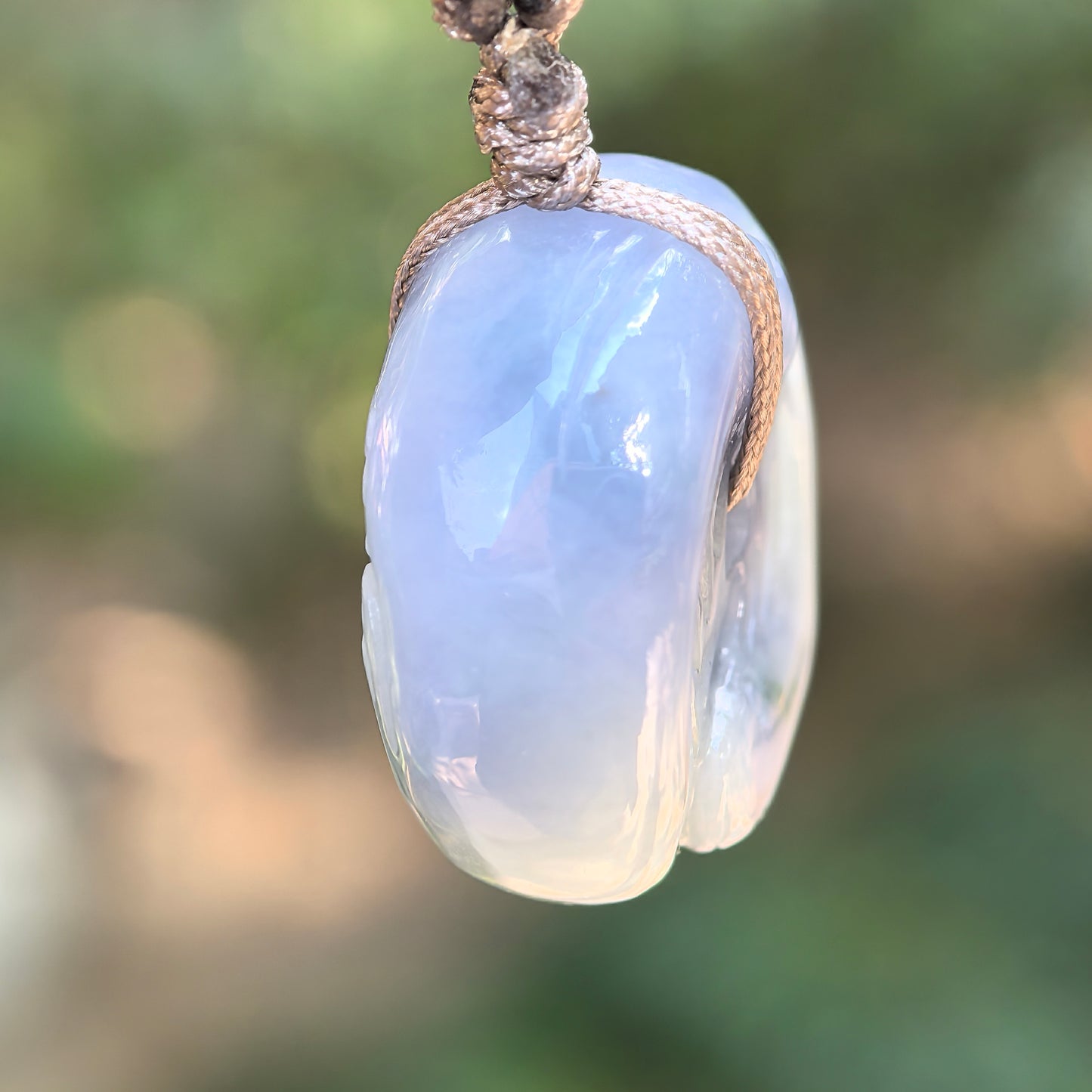 Natural Grade-A Jadeite Lavender Yin-Yang Fish Peace Pendant · Burmese Jade