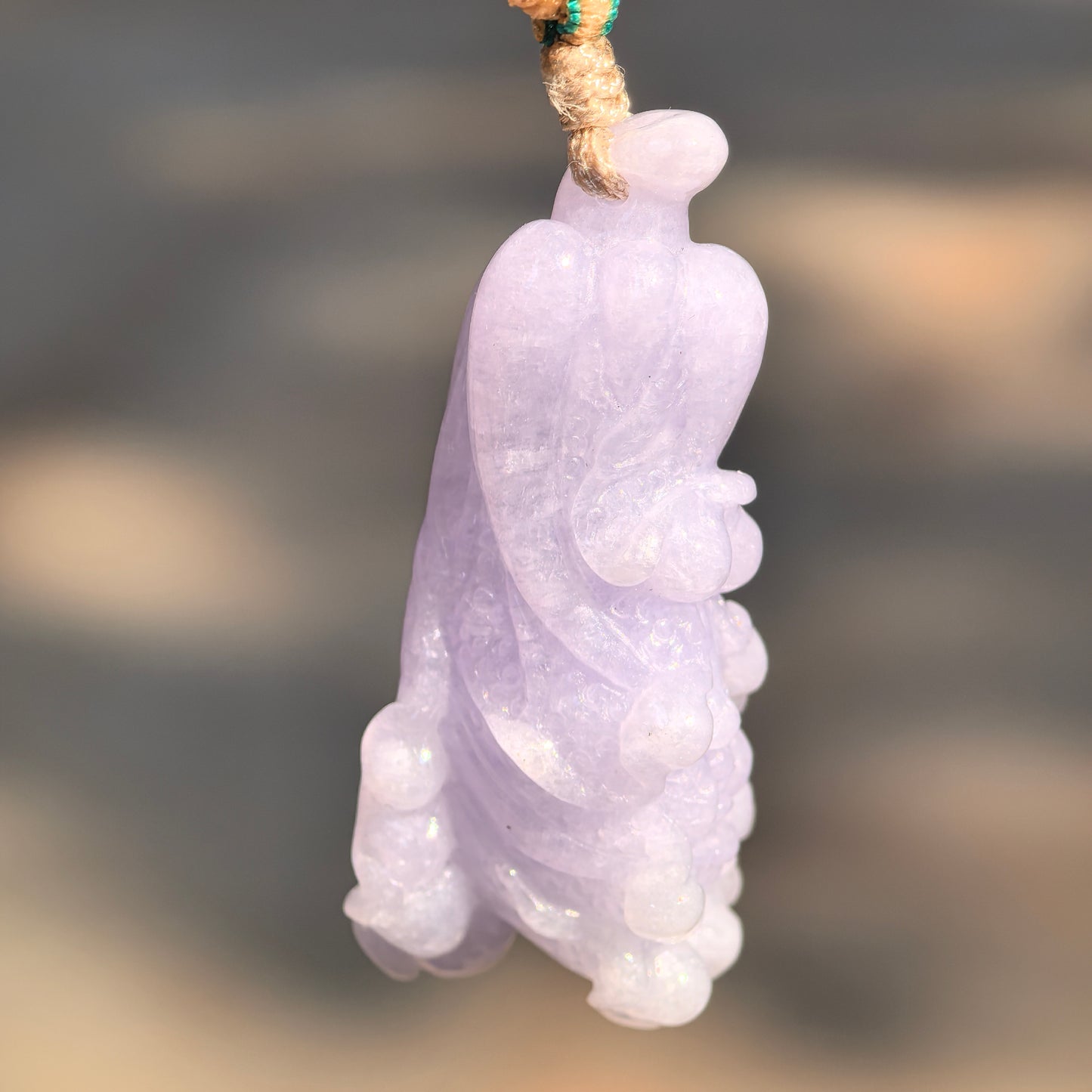 Natural Grade-A Jadeite Glutinous Icy Lavender Cabbage Pendant · Burmese Jade