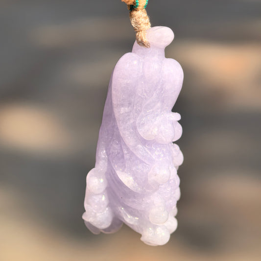 Natural Grade-A Jadeite Glutinous Icy Lavender Cabbage Pendant · Burmese Jade