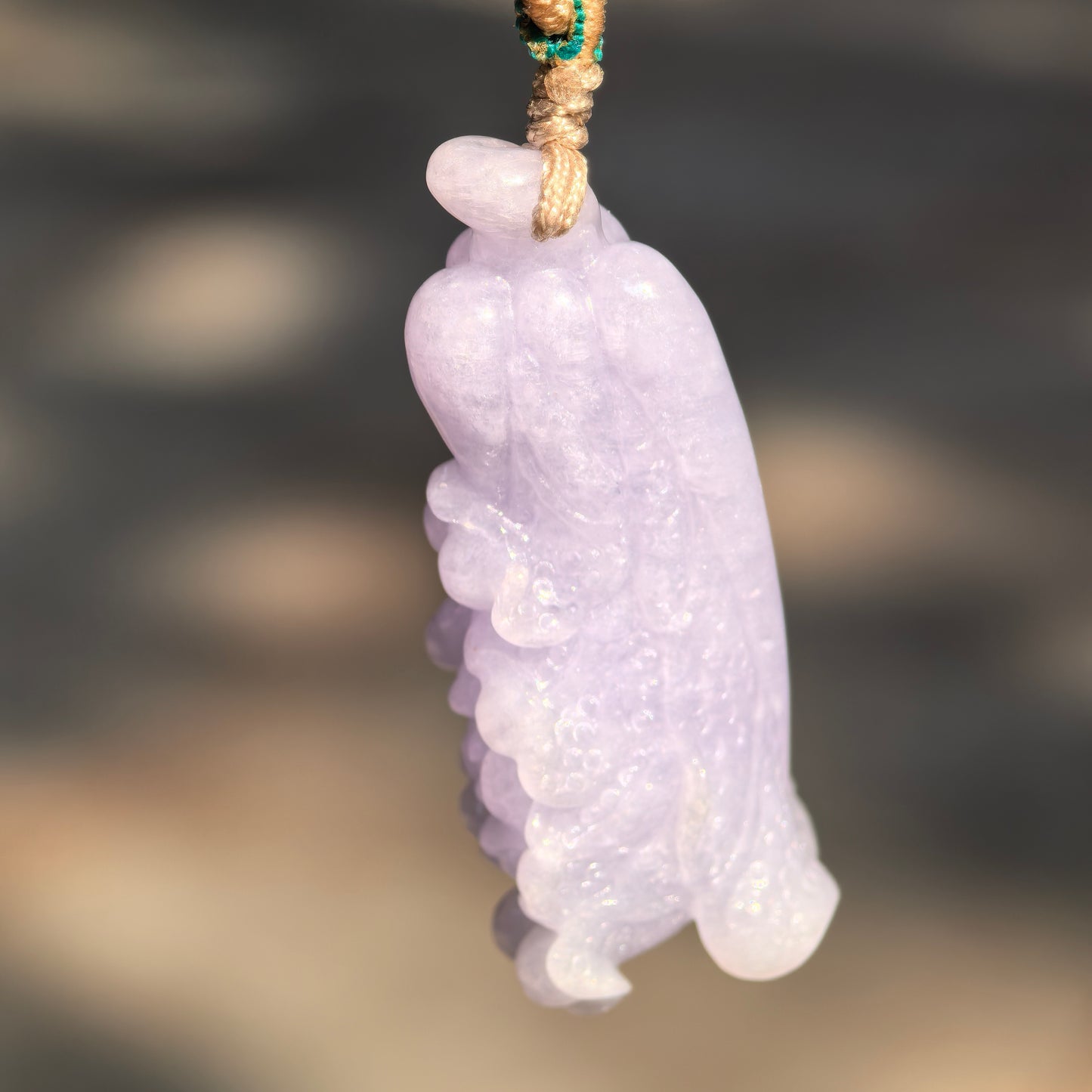 Natural Grade-A Jadeite Glutinous Icy Lavender Cabbage Pendant · Burmese Jade